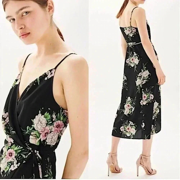 Topshop Dresses & Skirts - Topshop Midi Floral Wrap Dress Cocktail Party Dark Romantic